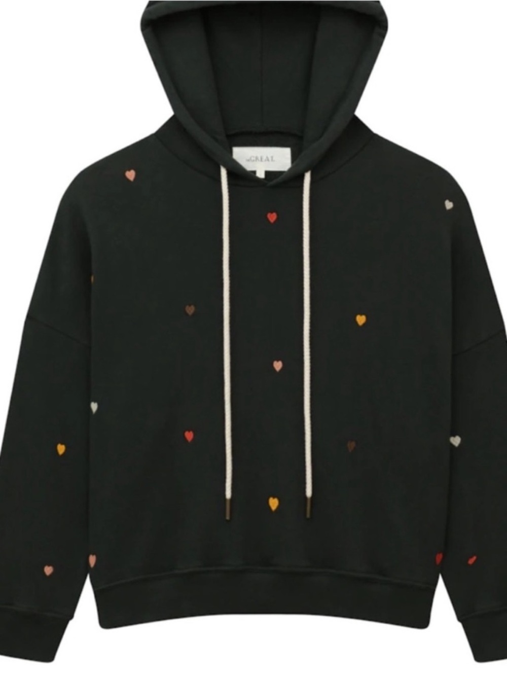 The Great The Teammate Hoodie in Embroidered Hearts Medium Green